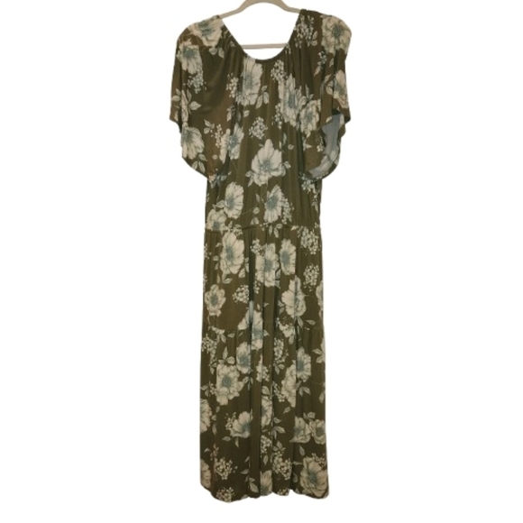 Lane Bryant Size 18/20 V-Neck Flutter Sleeve Elastic Waist Dress Olive Green - Picture 3 of 13